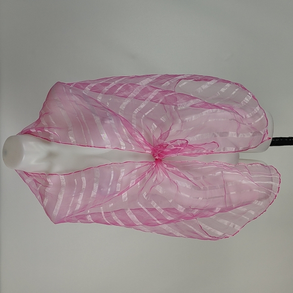 Scarf Sarong Pink Stripe Sheer NEW - Picture 5 of 7